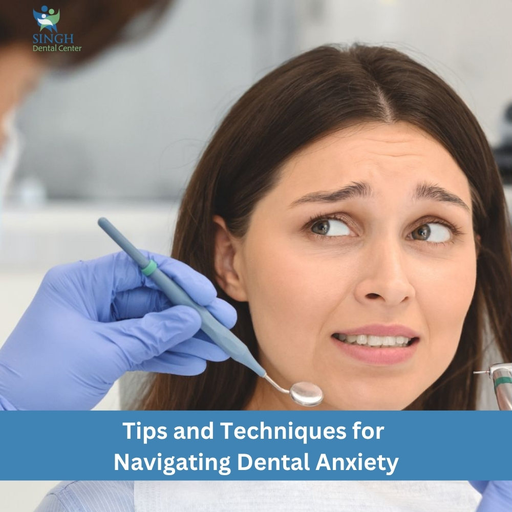 A person being anxious at the dentist appointment with the business logo, blog title, and read more option.
